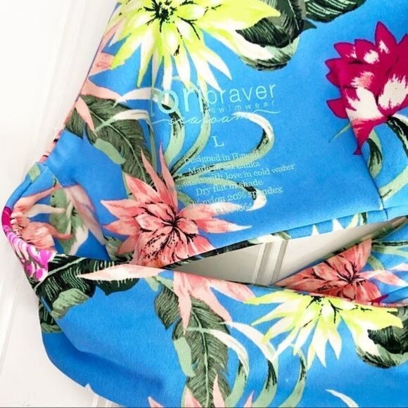 Tori Praver Swim Floral Halter Wrap Bikini Top Bathing Suit Flowers Size Large - Picture 4 of 5